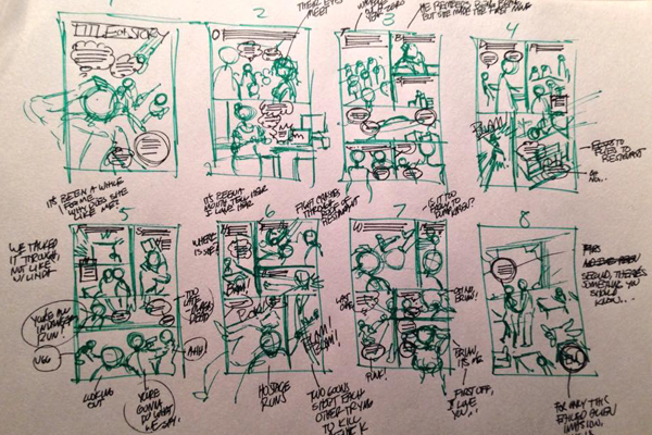 thumbnail sketch of comic book story